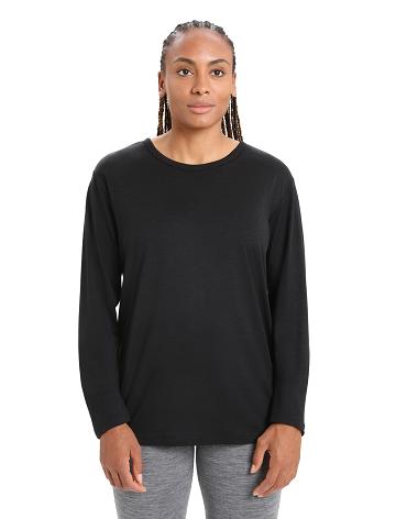 Black Icebreaker Merino Granary T-Shirt Women's Long Sleeve | AU 1639GSOL